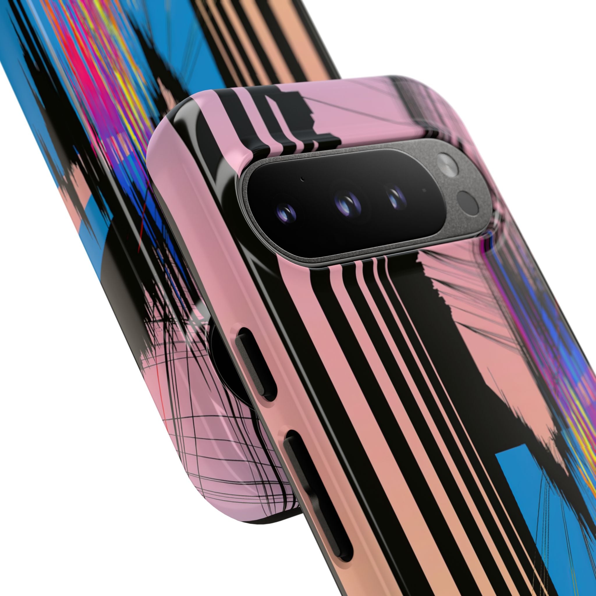 Blue Tough Phone Case for Google Pixel - Fractured Data Skyline