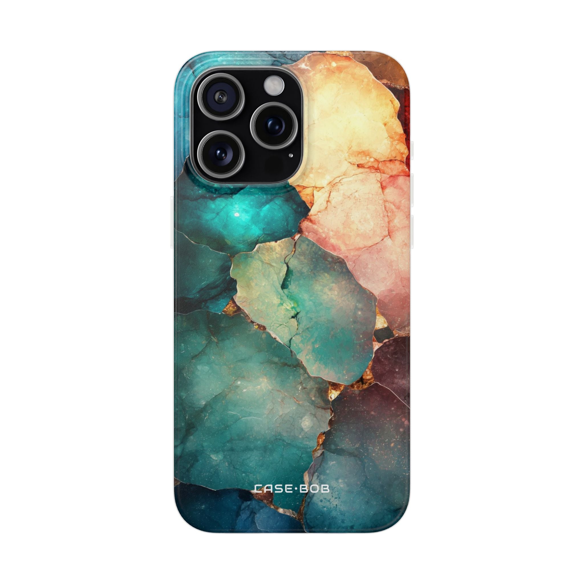 Teal Mosaic Veins iPhone 15 Pro Max Case - Soft