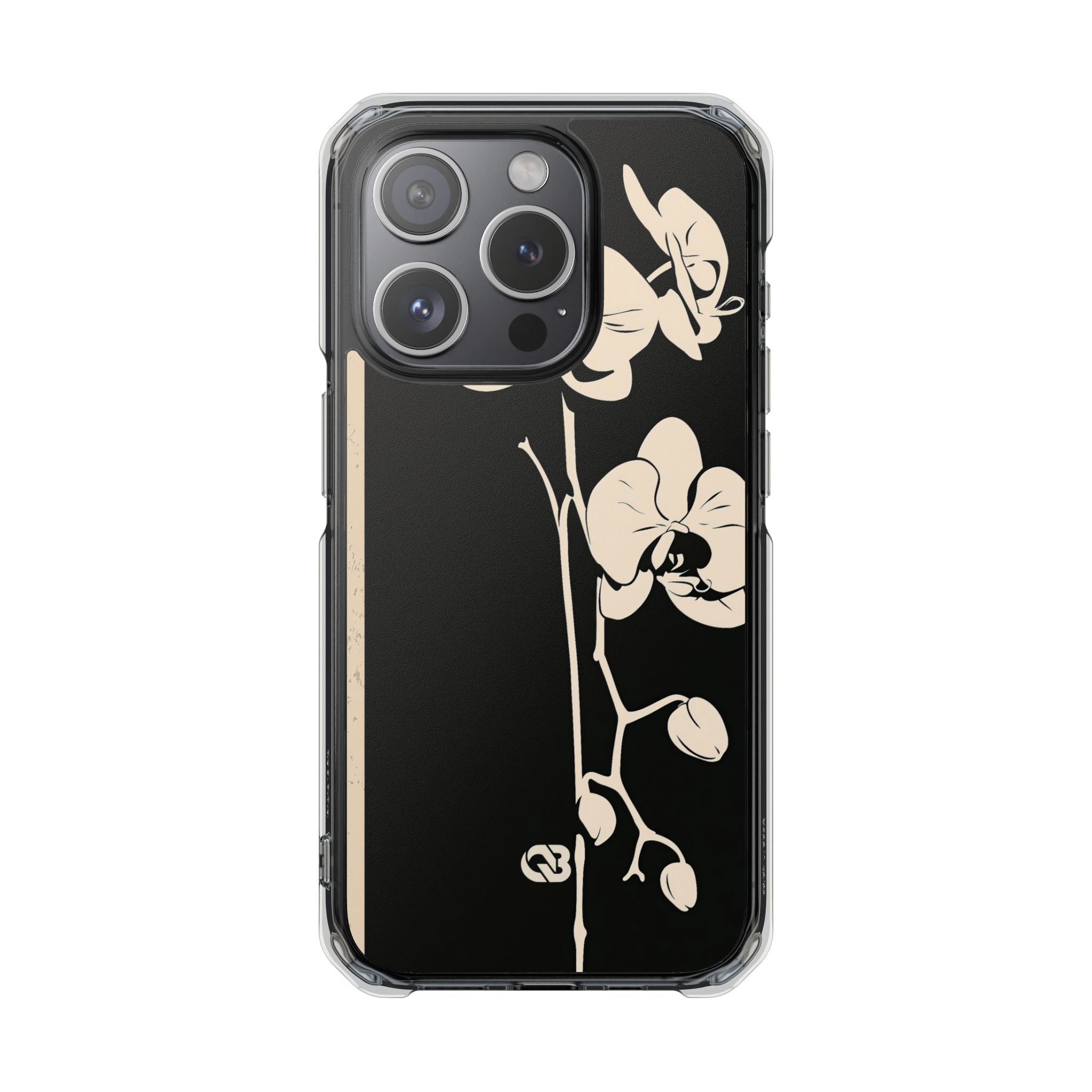 Black Impact MagSafe Phone Case for iPhone - Obsidian Bone Orchid