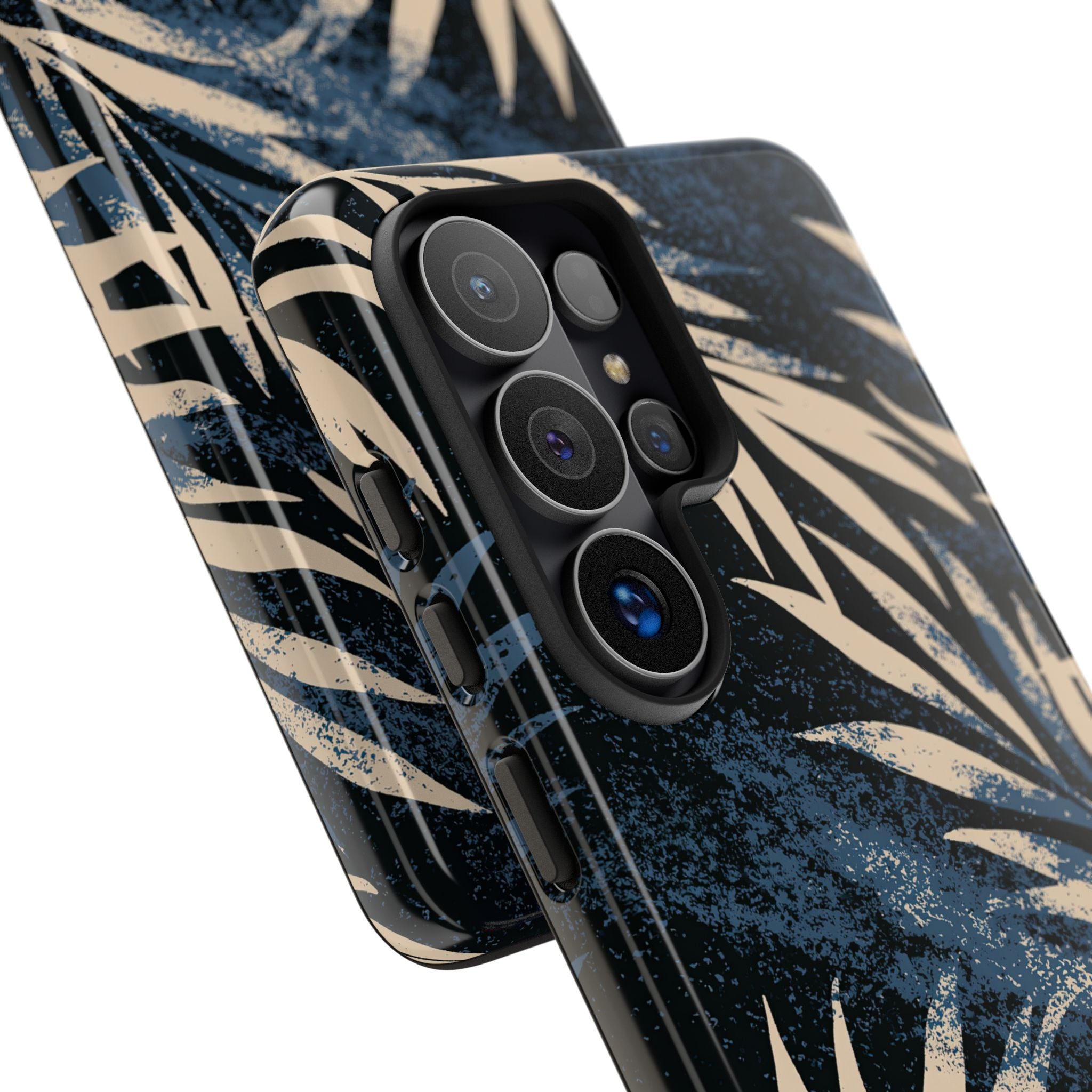 Blue Tough Phone Case for Samsung - Midnight Indigo Palm