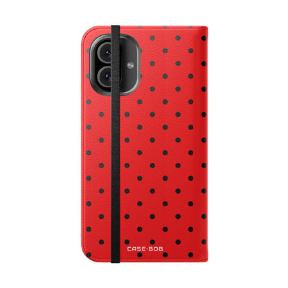 Black Dot Grid - iPhone 16 Plus Case - Wallet