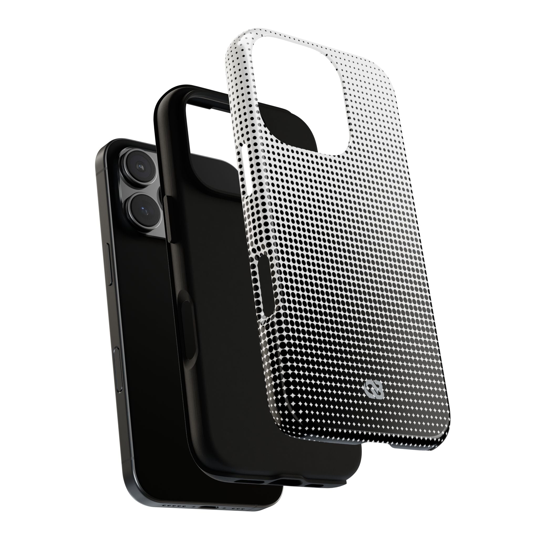 Black Tough Phone Case for iPhone - Obsidian Halftone Flux