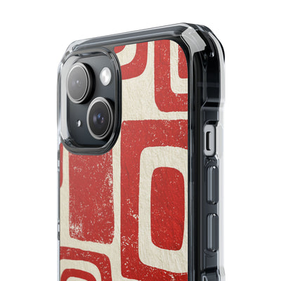 Vermilion Block Motif · Clear Impact Magnetic Phone Case for iPhone · Red