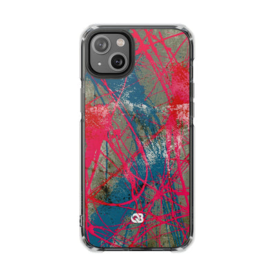 Neon Static Drip · Clear Impact Magnetic Phone Case for iPhone · Pink