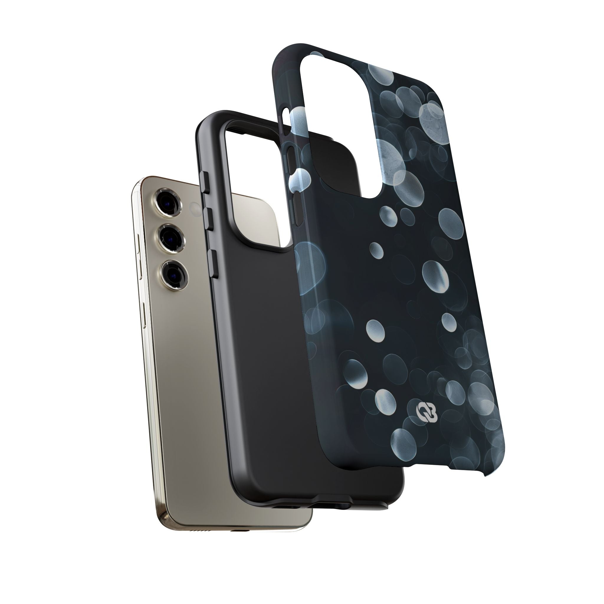 Black Tough Phone Case for Samsung - Silver Orbit Glow