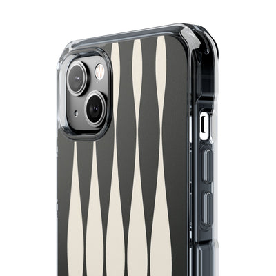 Black Impact MagSafe Phone Case for iPhone - Ivory Spindle Grid