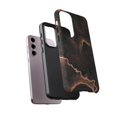 Orange Tough Phone Case for Samsung - Salmon Ridge Topo