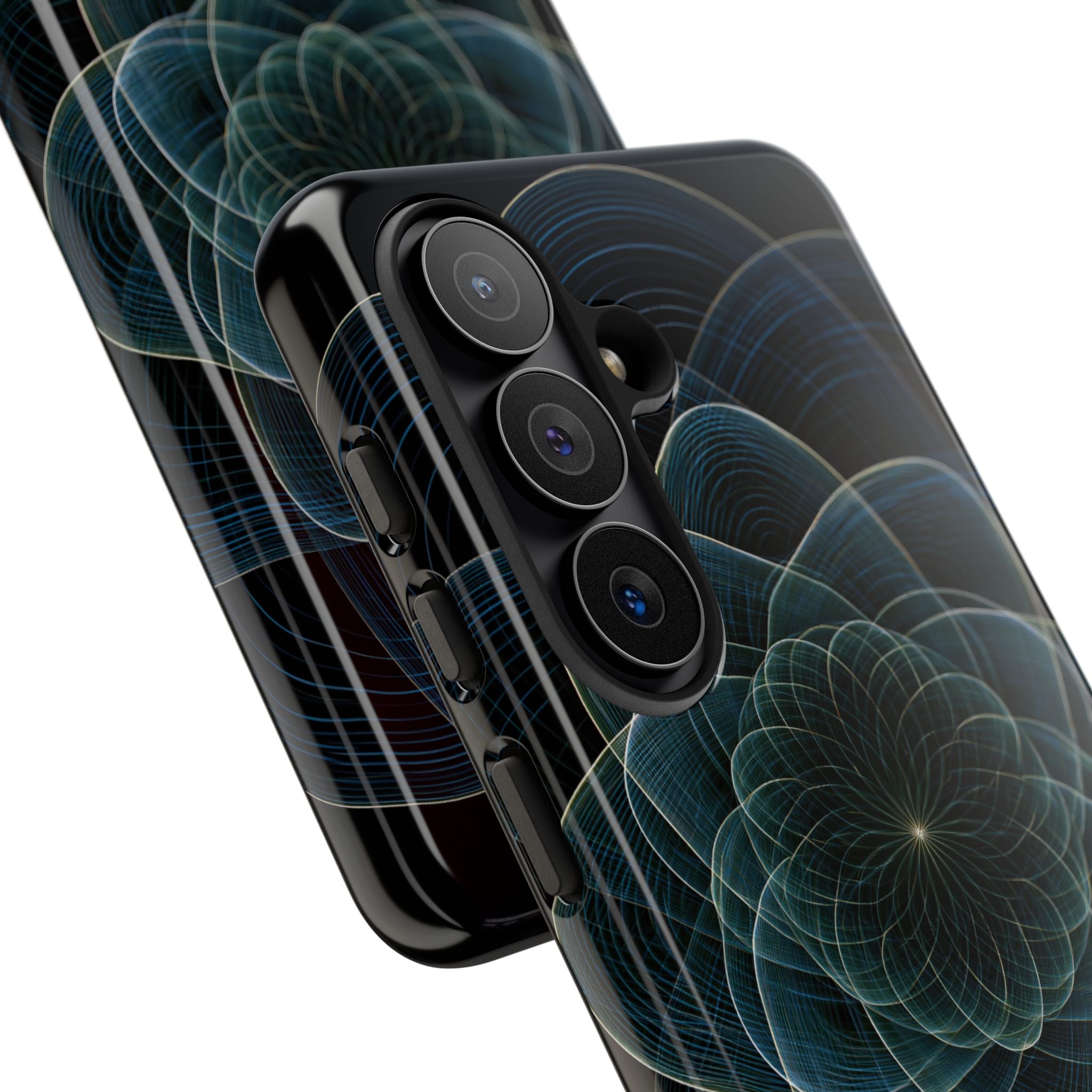 Blue Tough Phone Case for Samsung - Celestial Wireframe Bloom