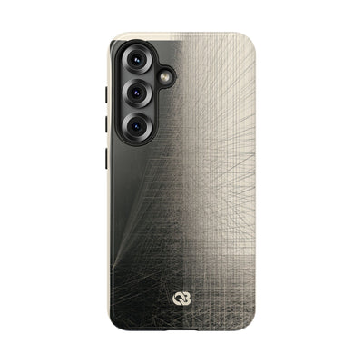 Beige Tough Phone Case for Samsung - Brutalist Graphite Grid