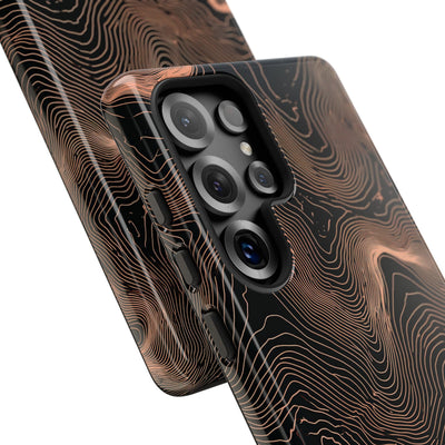 Orange Tough Phone Case for Samsung - Salmon Ridge Topo