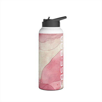 Crimson Ribbon Waves - Stainless Steel Water Bottle