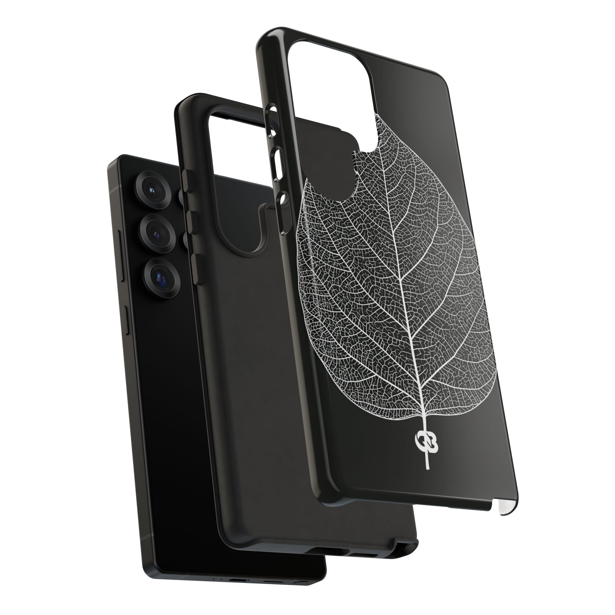 Black Tough Phone Case for Samsung - Bleached Leaf Lattice