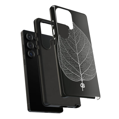 Black Tough Phone Case for Samsung - Bleached Leaf Lattice