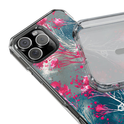 Cyber Blossom · Clear Impact Magnetic Phone Case for iPhone · Teal