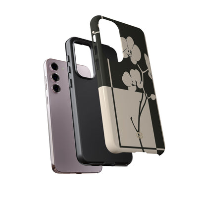 Beige Tough Phone Case for Samsung - Nocturnal Orchid Frame
