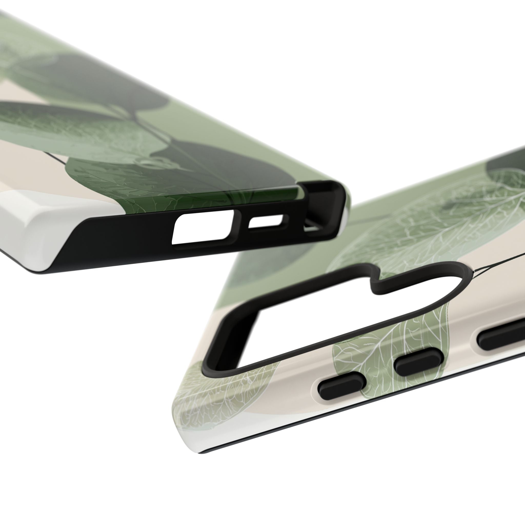 Green Tough Phone Case for Samsung - Sage Leaf Skeletals