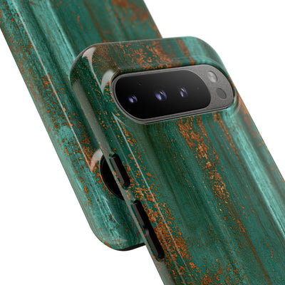 Teal Tough Phone Case for Google Pixel - Verdigris Copper Siding