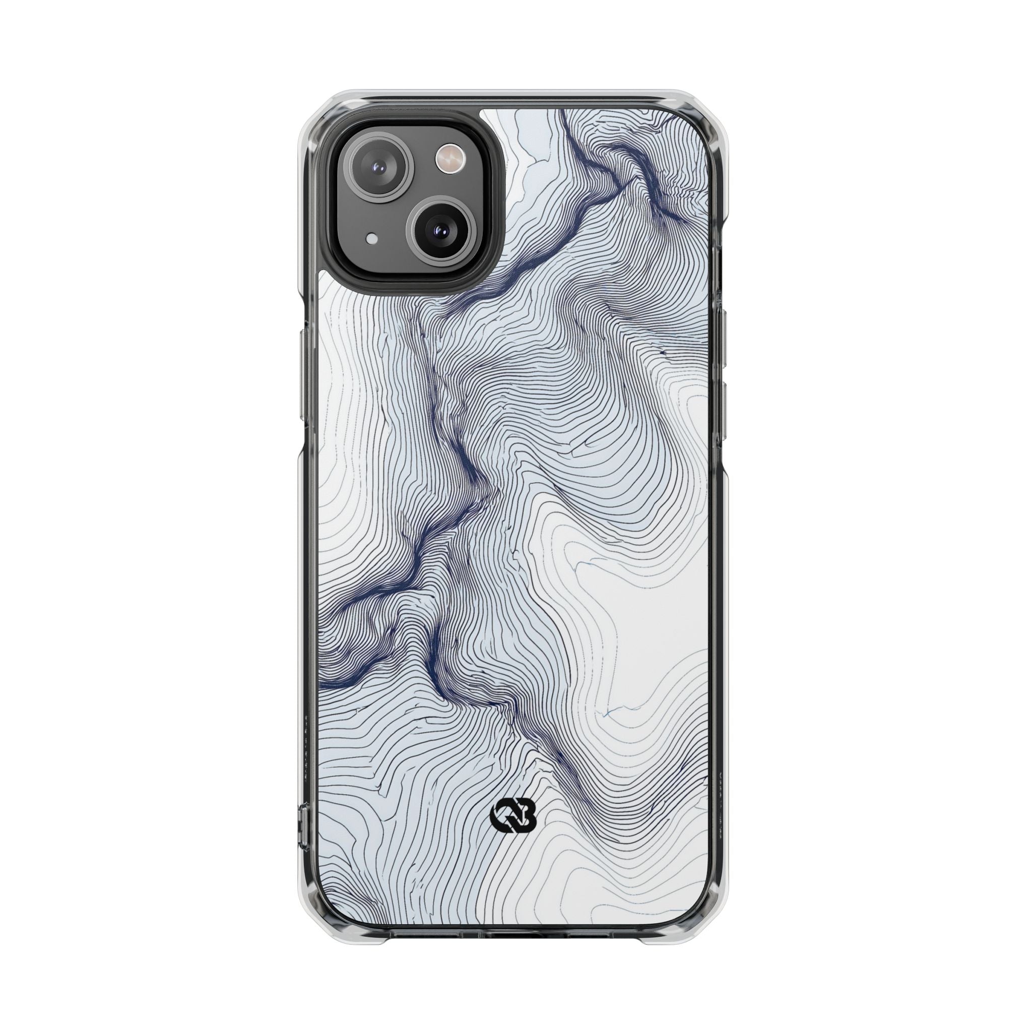 White Impact MagSafe Phone Case for iPhone - Nordic Ridge Topo