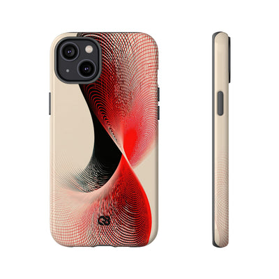 Red Tough Phone Case for iPhone - Scarlet Wireframe Helix