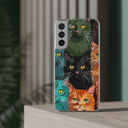 Vihreä kissa ruudukko Samsung S22 Plus -peite - Pehmeä