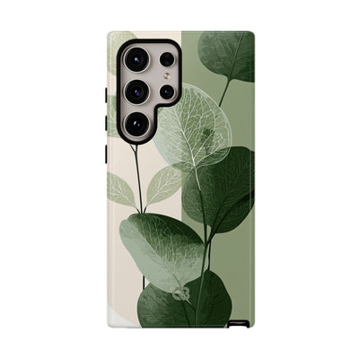 Green Tough Phone Case for Samsung - Sage Leaf Skeletals