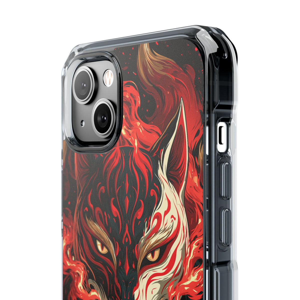 Crimson Kitsune Spirit · Clear Impact Magnetic Phone Case for iPhone · Red