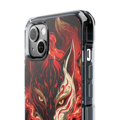 Crimson Kitsune Spirit · Clear Impact Magnetic Phone Case for iPhone · Red