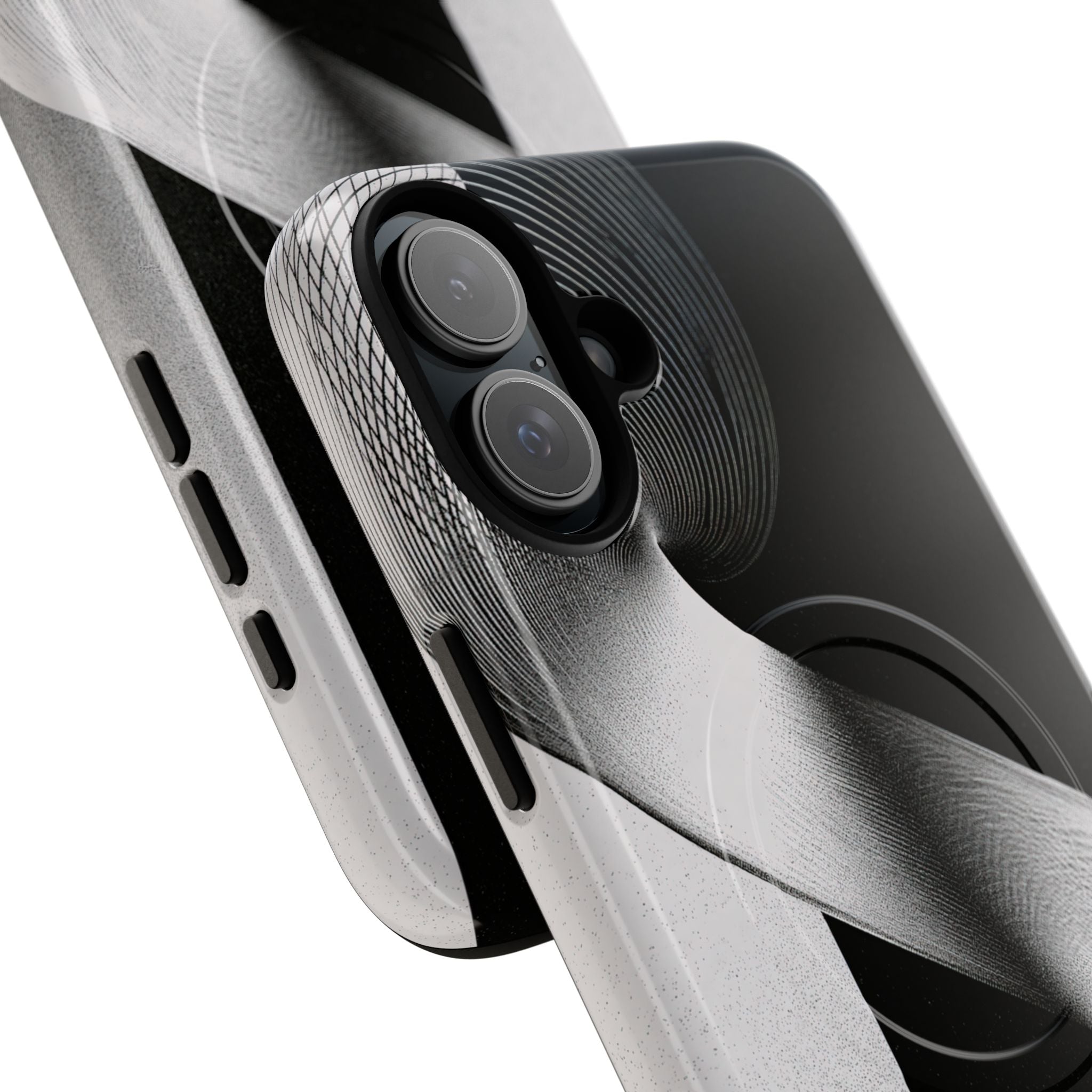 Grey Tough 2.0 Magsafe Phone Case for iPhone - Obsidian Moiré Wave