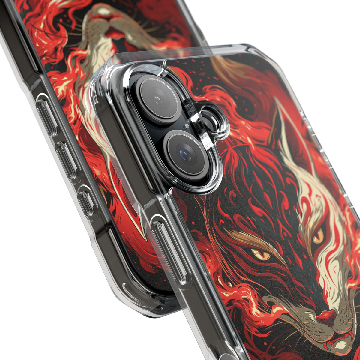 Crimson Kitsune Spirit · Clear Impact Magnetic Phone Case for iPhone · Red