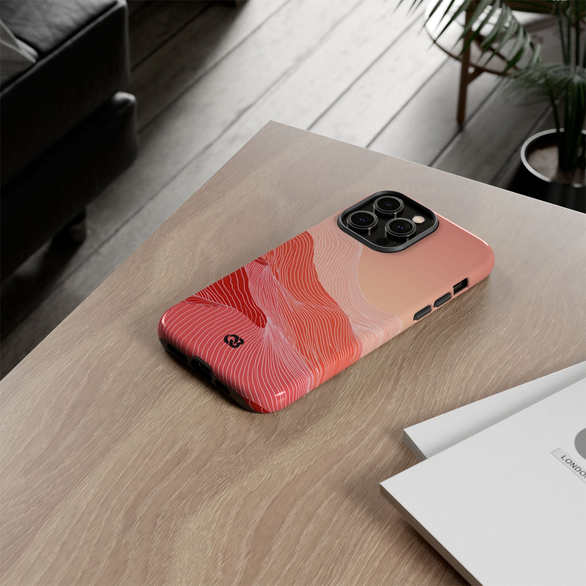 Red Tough Phone Case for iPhone - Crimson Ridge Contour