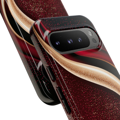 Gilded Crimson Flow · Tough Phone Case for Pixel ·  Red