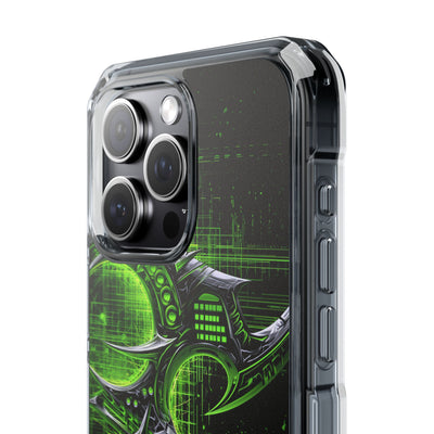 Cyber Sigil Grid · Clear Impact Magnetic Phone Case for iPhone · Green