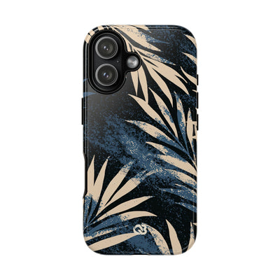 Blue Tough Phone Case for iPhone - Midnight Indigo Palm