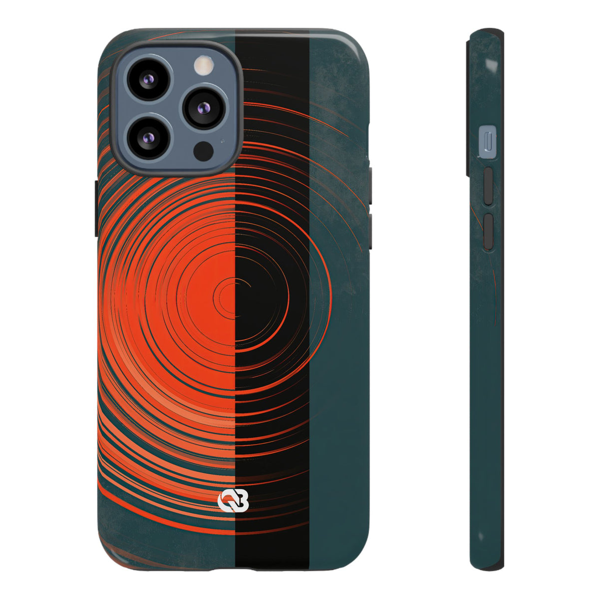 Teal Tough Phone Case for iPhone - Burnt Slate Radial