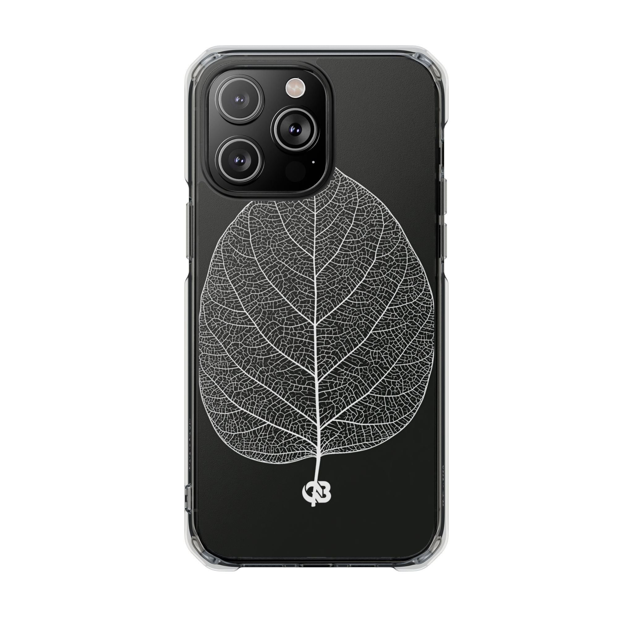 Black Impact MagSafe Phone Case for iPhone - Bleached Leaf Lattice