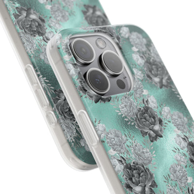 Frost Mint Floral · Soft Handyhülle für iPhone