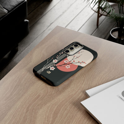 Black Tough Phone Case for Samsung - Kyoto Midnight Blossom