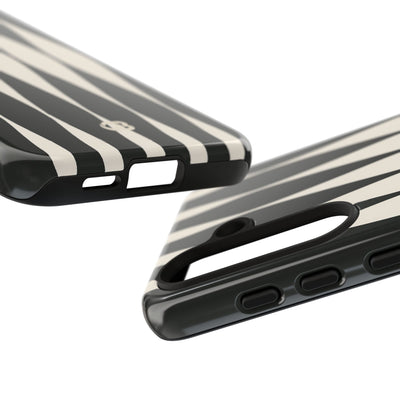 Black Tough Phone Case for Samsung - Ivory Spindle Grid