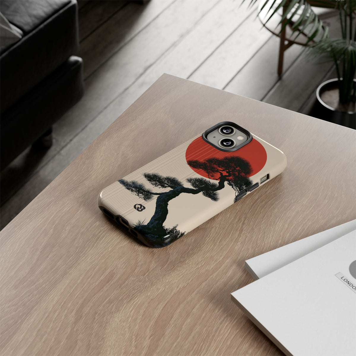 Crimson Sun Bonsai · Tough Phone Case for iPhone · Beige