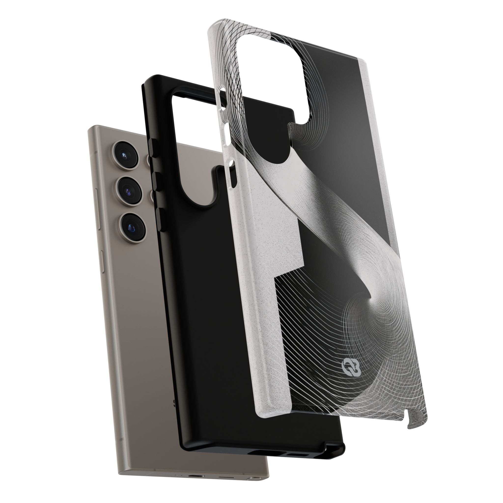 Grey Tough Phone Case for Samsung - Obsidian Moiré Wave