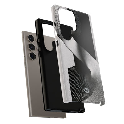 Grey Tough Phone Case for Samsung - Obsidian Moiré Wave