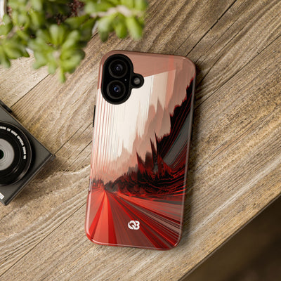 Red Tough Phone Case for iPhone - Crimson Pulse Horizon