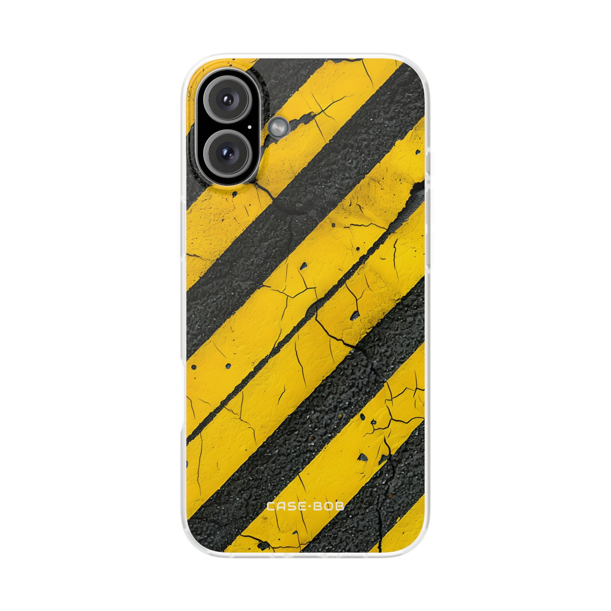 Gul Stribe Distress iPhone 16 Plus Cover - Blød