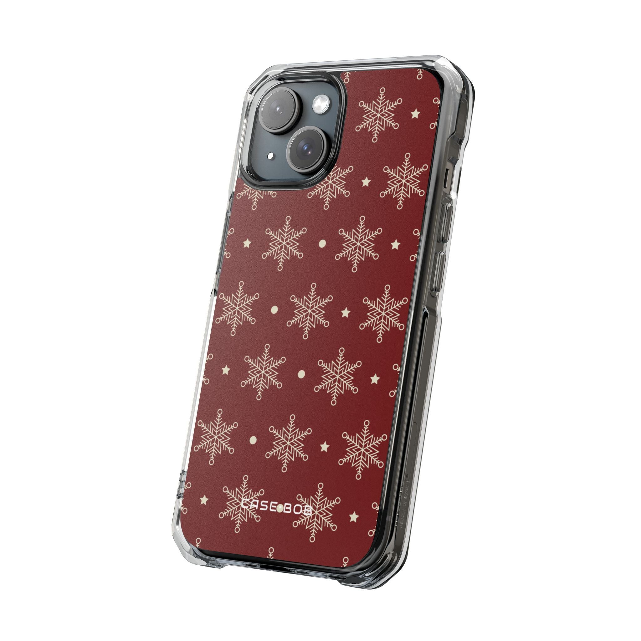 Cream Snowflakes Crimson iPhone 15 Case - Impact