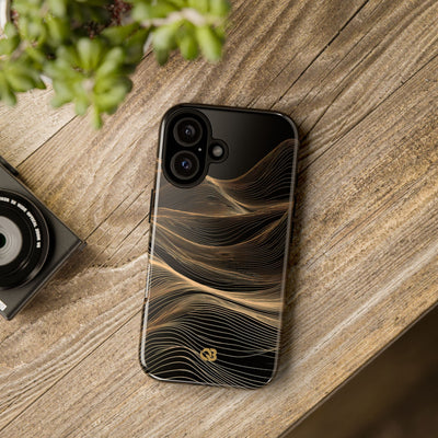 Black Tough Phone Case for iPhone - Copper Topo Ridge
