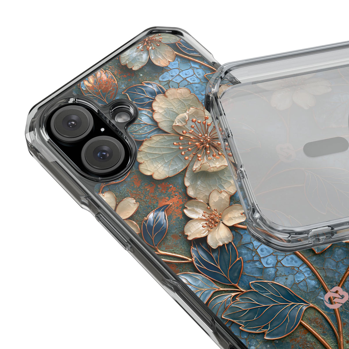 Gilded Blossom Reverie · Clear Impact Magnetic Phone Case for iPhone · Teal