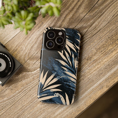 Blue Tough Phone Case for iPhone - Midnight Indigo Palm