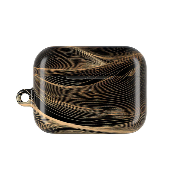 Golden Horizon Contours · Hard Case for AirPods & AirPods Pro · Black
