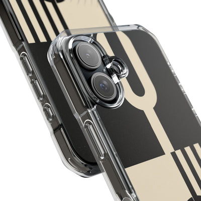 Black Impact MagSafe Phone Case for iPhone - Ivory Signal Grid