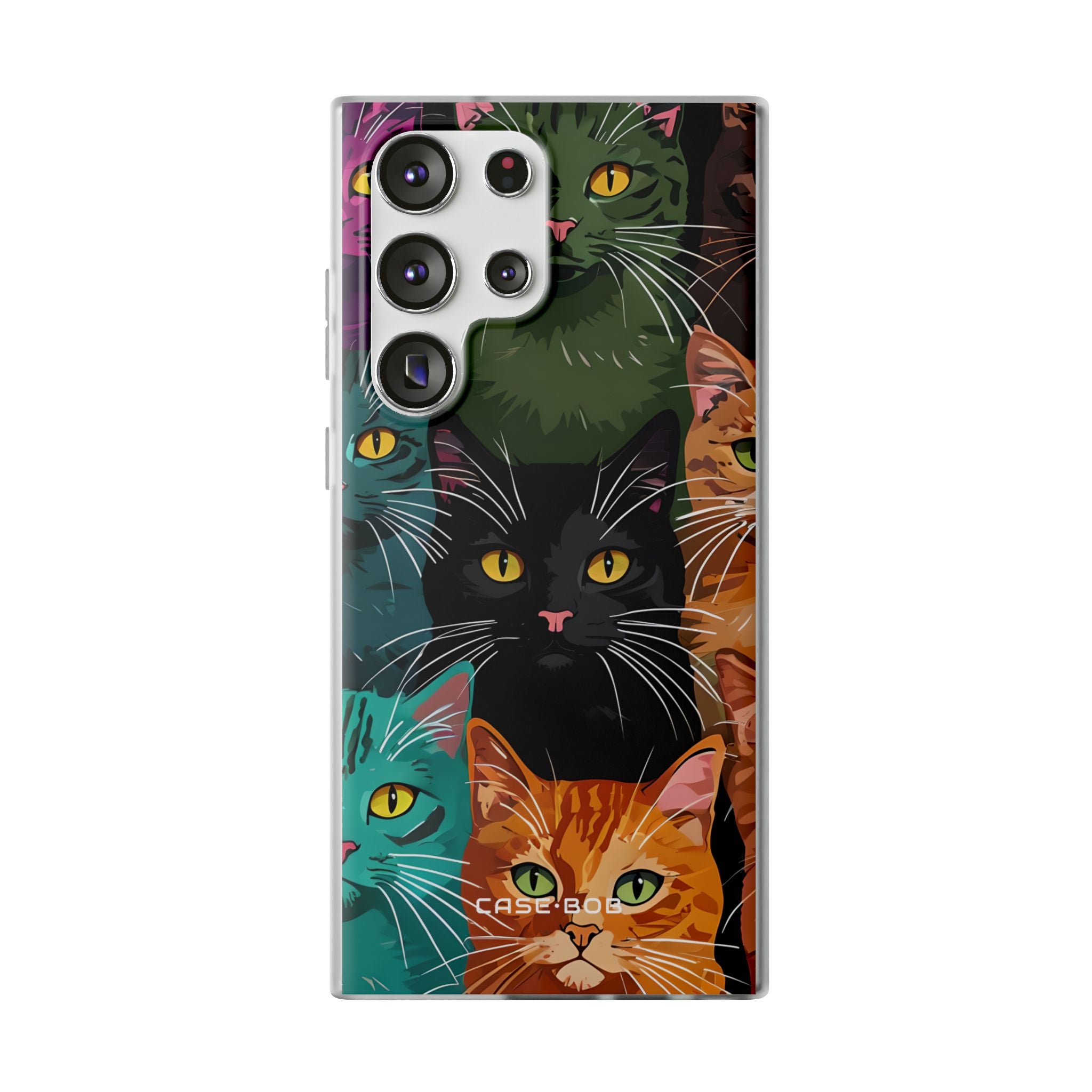 Teal Cat Grid Samsung S23 Ultra Case - Soft